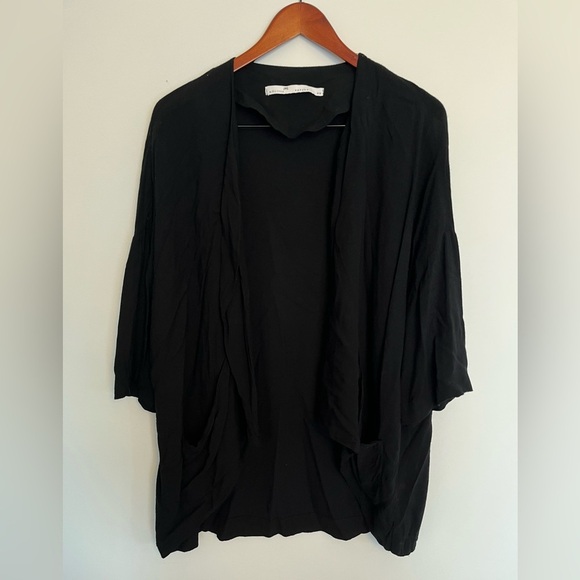 Melissa Nepton Black Open Front Cardigan size medium - Picture 2 of 5